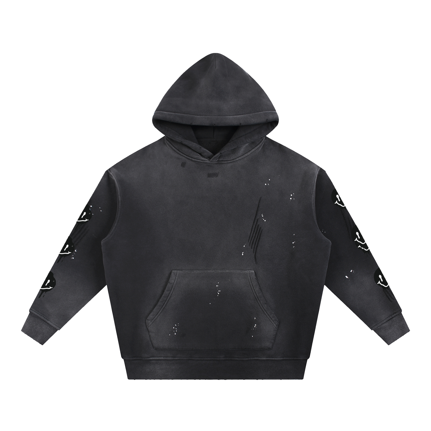 Vintage Washed Frayed Fleece Hoodie