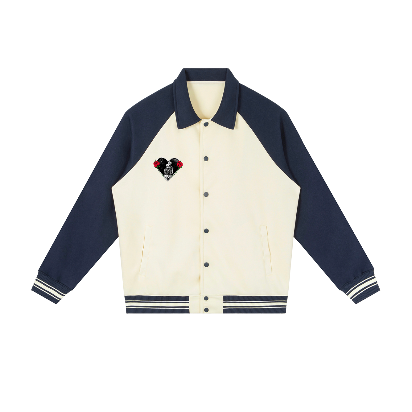 Contrast Raglan Sleeve Baseball Jacket