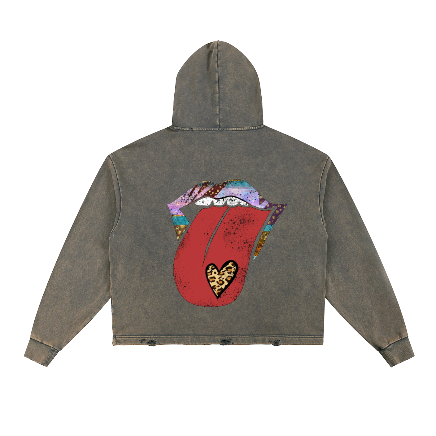 Vintage Washed Frayed-Hem Hoodie
