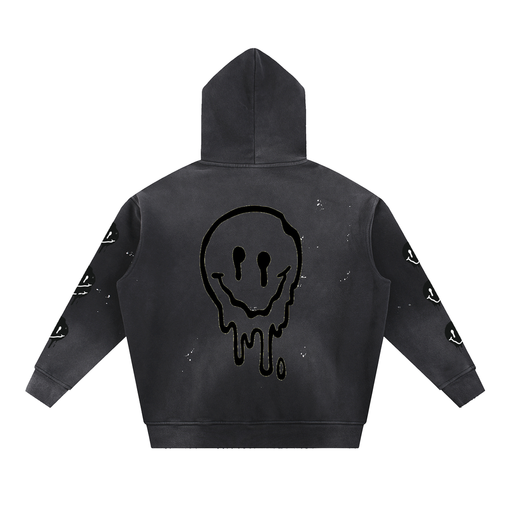 Vintage Washed Frayed Fleece Hoodie